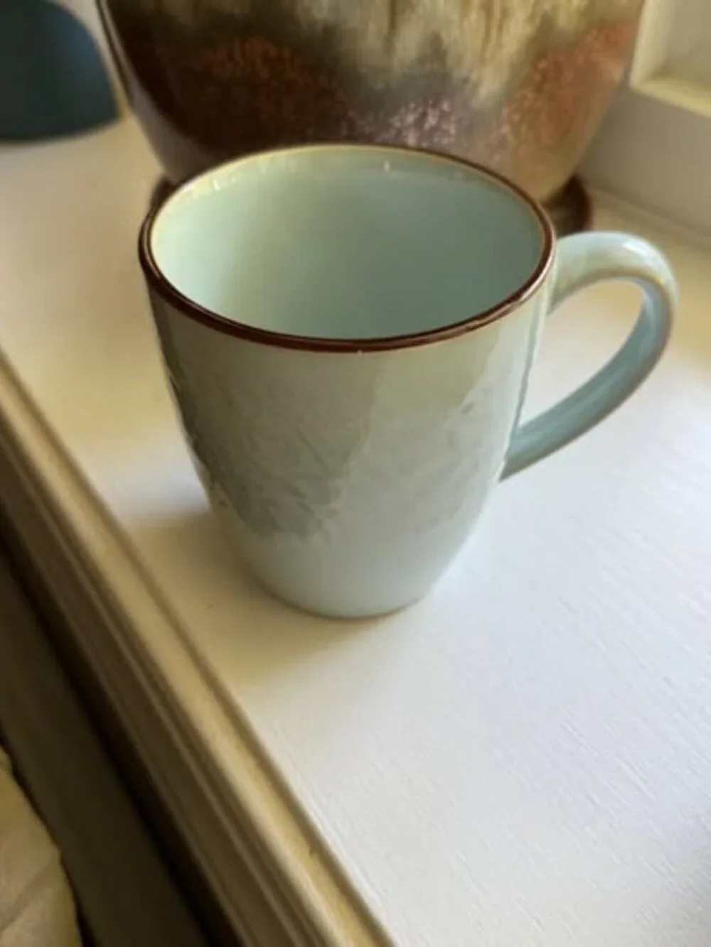 Ceramic Mug Coffee Cup Teacup Cream Blue Tint Farmhouse Cottage Mug Set of 4